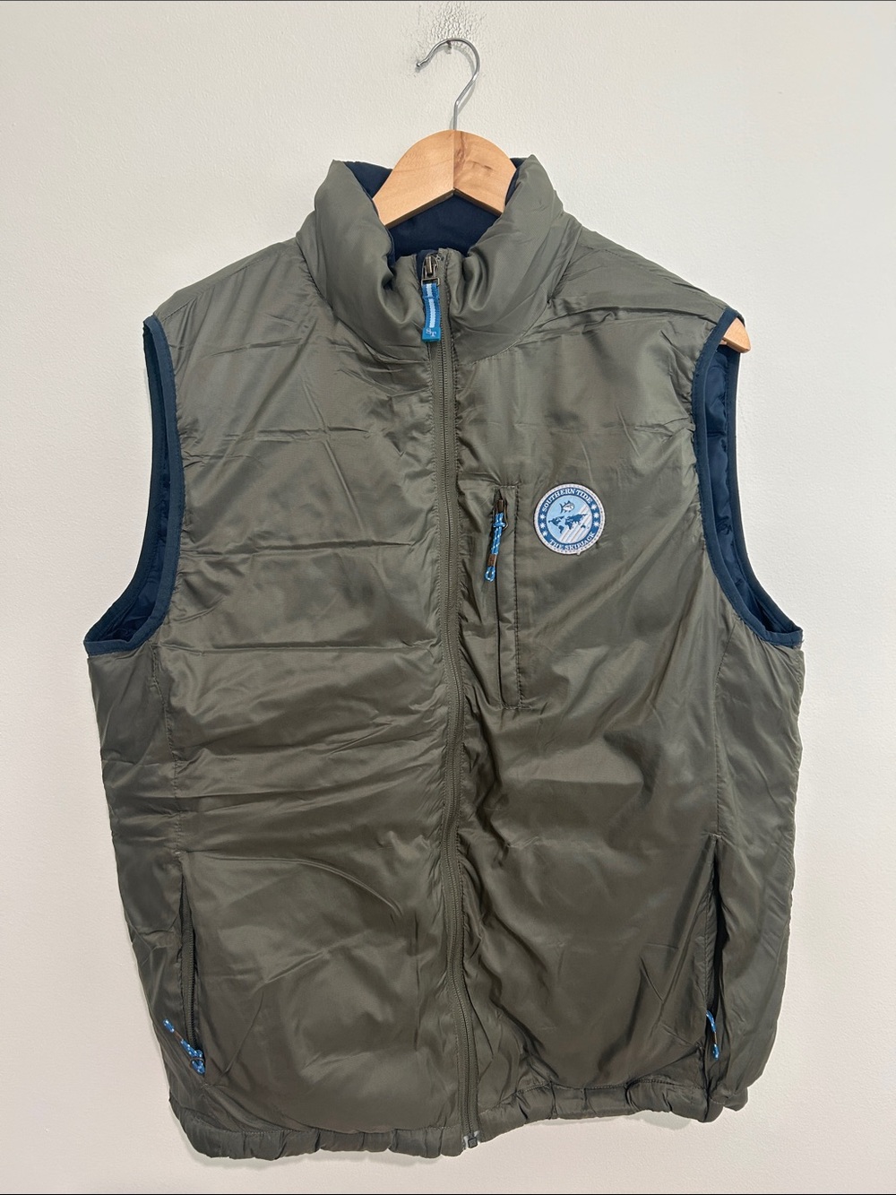 Southern Tide Sport Olive Green Quilted Vest Size Large